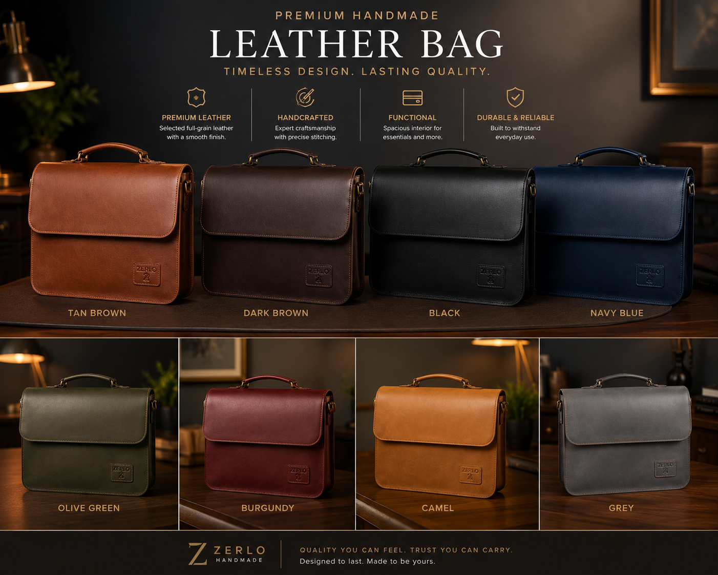 Leather dopp kit travel bag by Zerlo